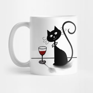 Cosmic Cat with Wine (Red) Mug